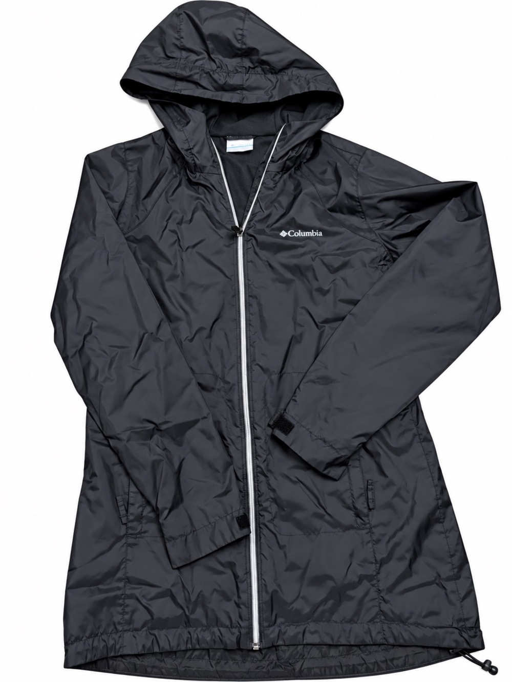 Columbia Black Hooded Lightweight Trench Rain Shell